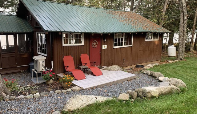 Rustic Maine Camp on shores of Great Moose Lake in Hartland