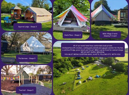 Unique Rental Tents on camp site with private Kitchenettes & Comfy beds NO BEDDING SUPPLIED or Luxury Glamping in Puffball Bell Tent